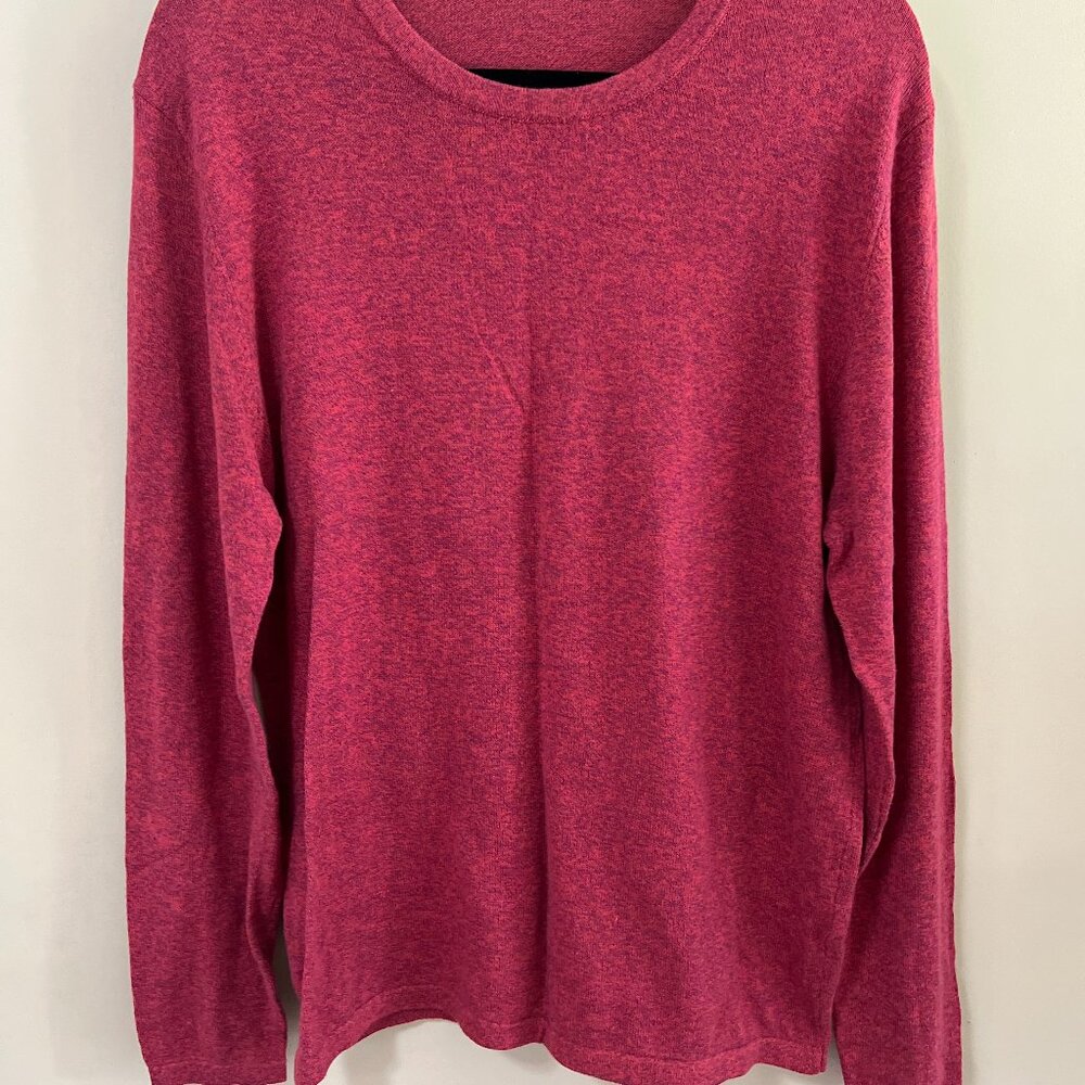 Zara Knit Sweater Men's Large Red Pull Over Long Sleeve Crew Neck Cotton